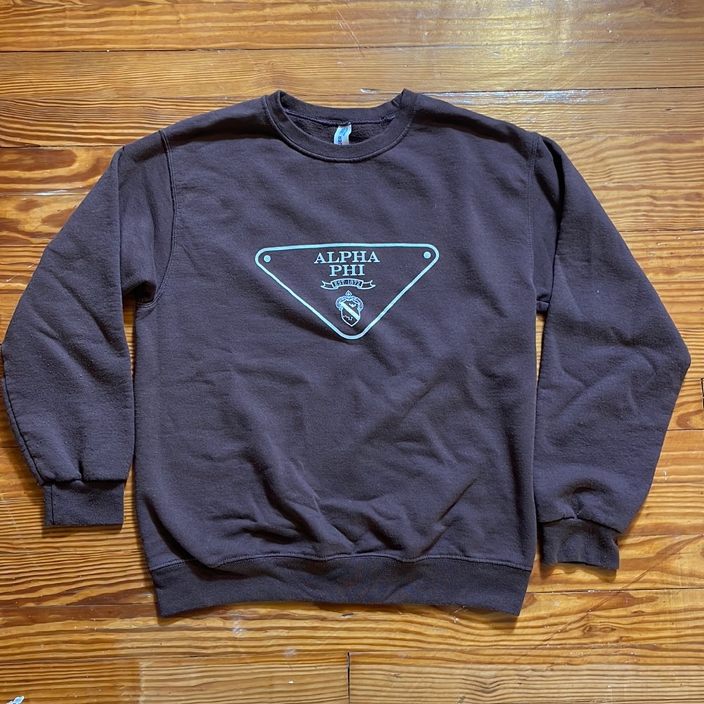 Brown Prada Alpha Phi (APHI) Crewneck Sweatshirt